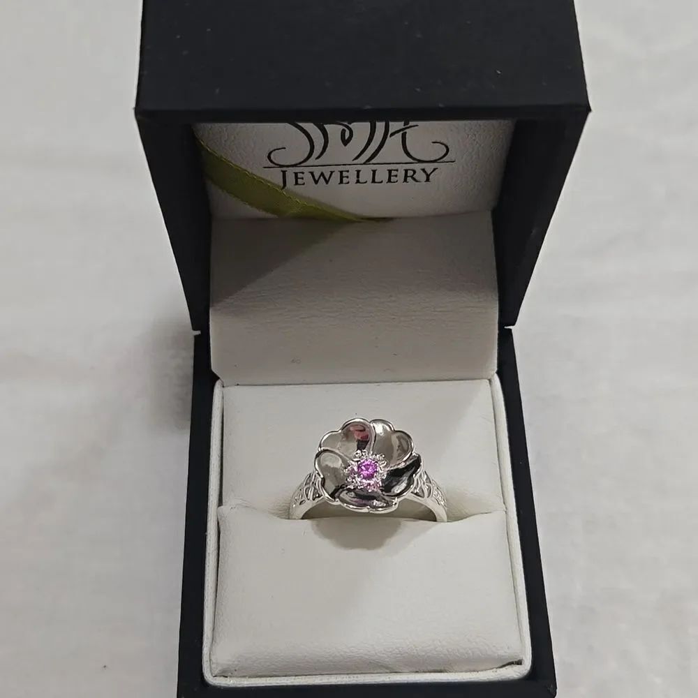 Sterling Silver Celtic Ring With Pink Sapphire
